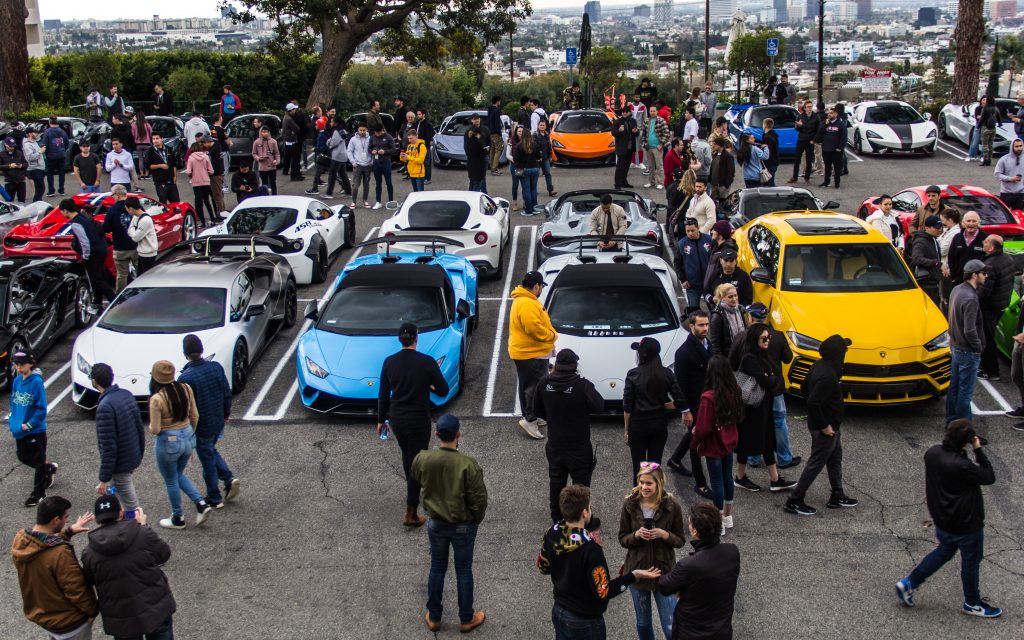 Map showing car enthusiasts and meetups in a city